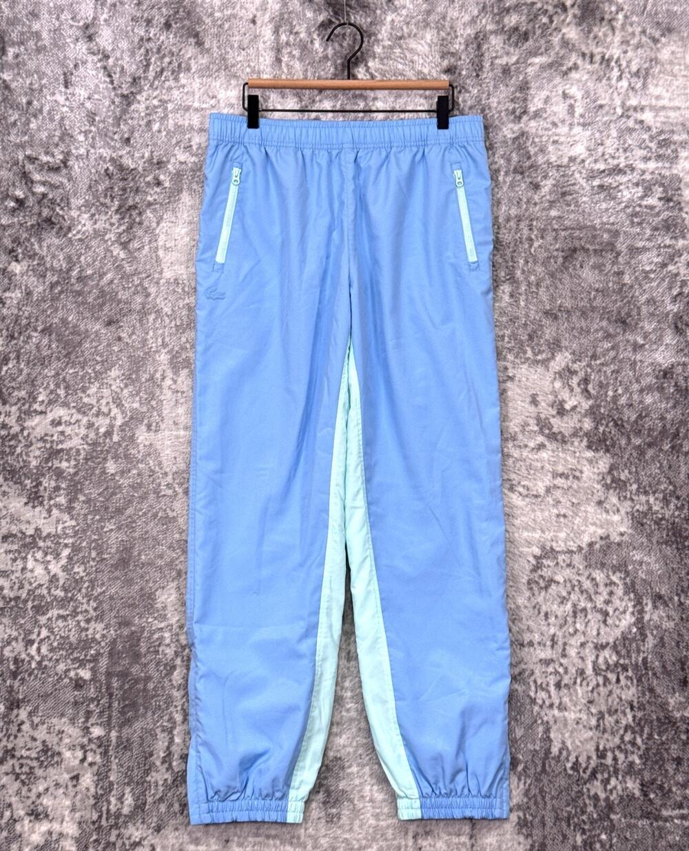 Lacoste Sweatpants Large Mens Lightweight Retro Blue & Turquoise Color Block